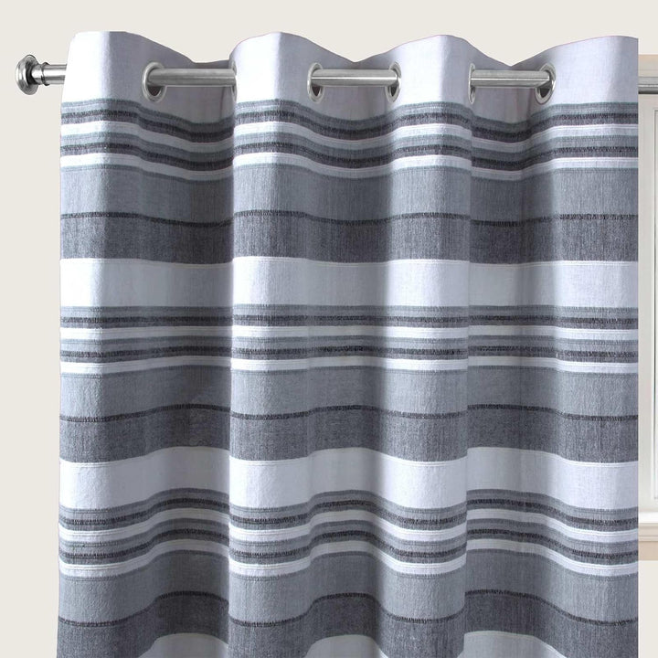Homescapes handgewobener Vorhang Morocco grau weiss 2er Set Ösenvorhang 167 x 182 cm (Breite x Länge