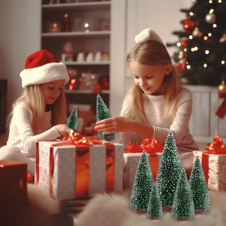 MTKZKAF 5 Stück Tisch-Weihnachtsbaum-Flaschenbürste mit Holzsockel für Dorf, Urlaub, Party, Weihnach