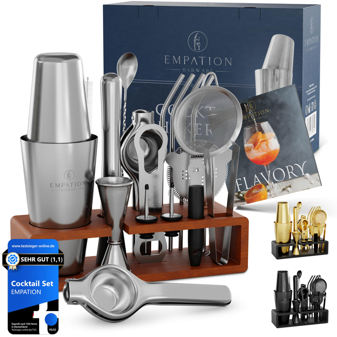 EMPATION Cocktail Set [TESTSIEGER] 750ml Boston Cocktail Shaker - leicht zu öffnen & kein Verklemmen
