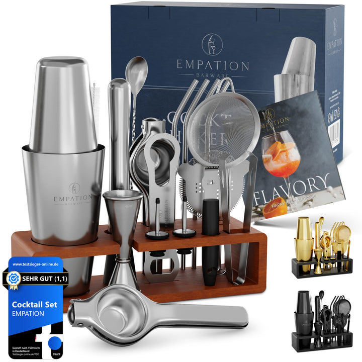 EMPATION Cocktail Set [TESTSIEGER] 750ml Boston Cocktail Shaker - leicht zu öffnen & kein Verklemmen