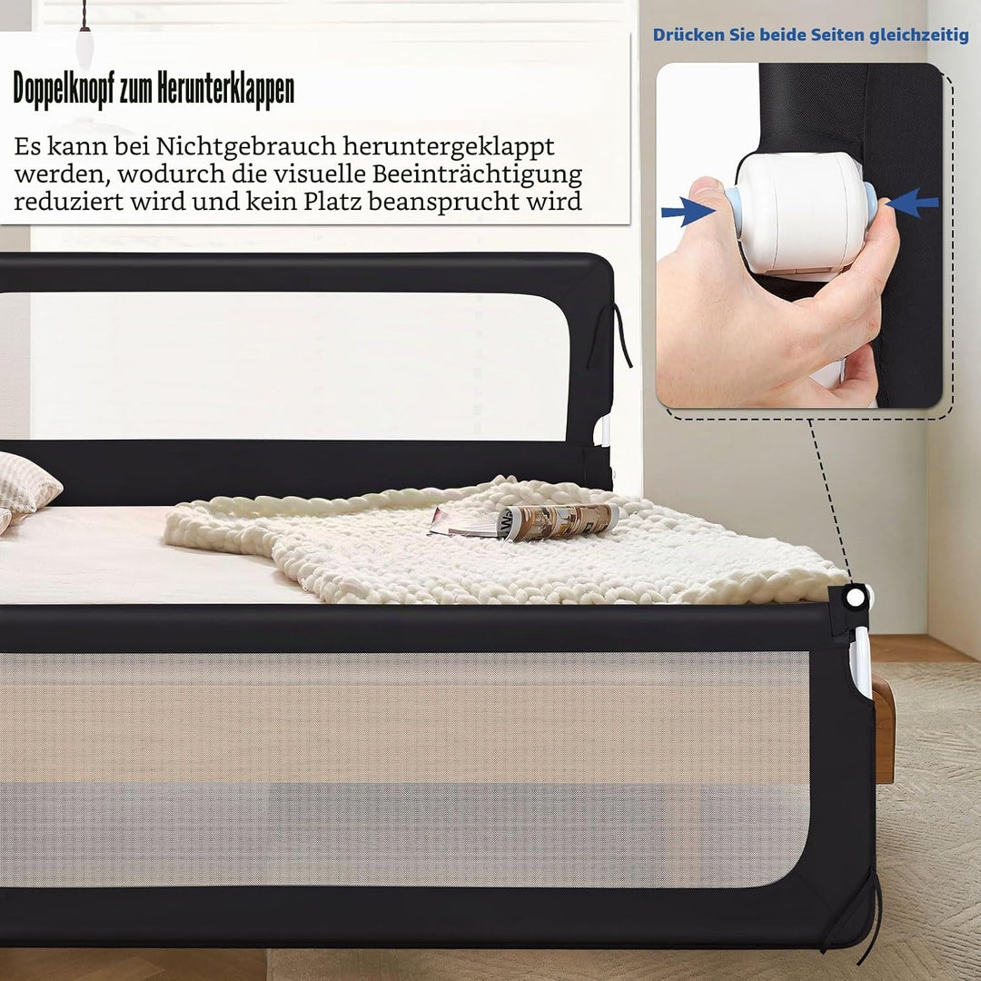 OHMG Bettgeländer,Sicherheitsgitter für Kinder,Sicherheitsgitter für Bett,höhenverstellbar,tragbar,B