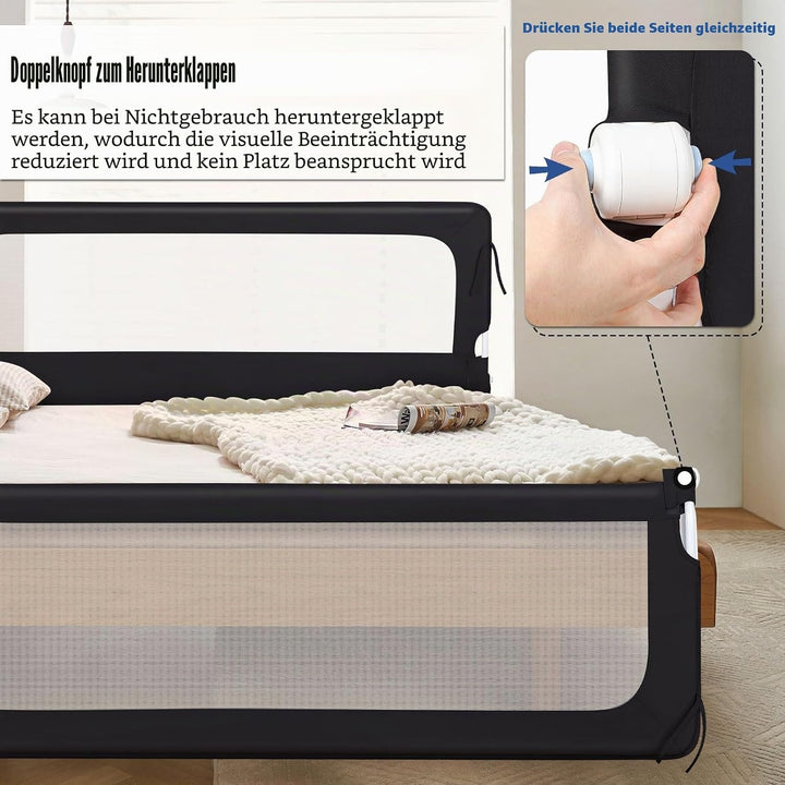 OHMG Bettgeländer,Sicherheitsgitter für Kinder,Sicherheitsgitter für Bett,höhenverstellbar,tragbar,B