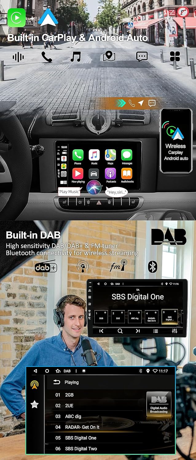 [Eingebaut DAB] - Android 15 IPS Autoradio für Benz Smart Fortwo (2011-2015) - Kabellos Carplay/Andr