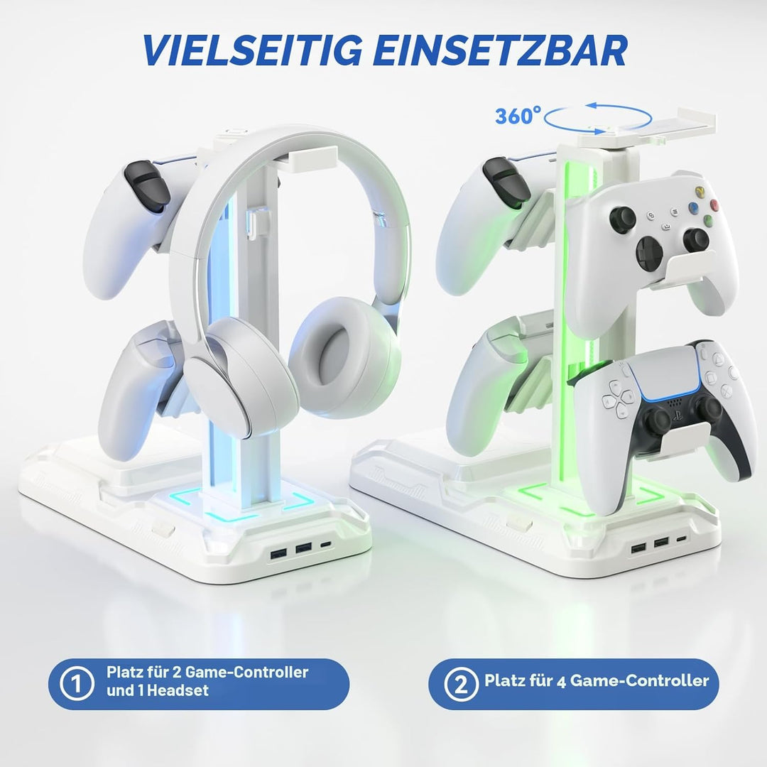 KDD Gaming Headset Halterung mit Wireless Ladegerät - Controller Halterung & Kopfhörer Ständer mit 9