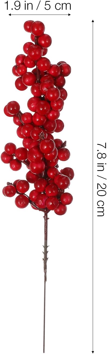 FOMIYES 8st Weihnachtsrote Frucht Zweig Der Stechpalmenbeeren Künstliche Rote Beerenstiele Gefälscht
