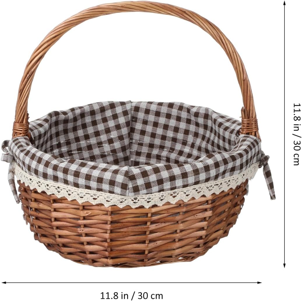 Toddmomy Natural Weidenkorb Picknickkorb, Gross Geflechten Einkaufskorb Mit Henkel Und & Liner, Gefl
