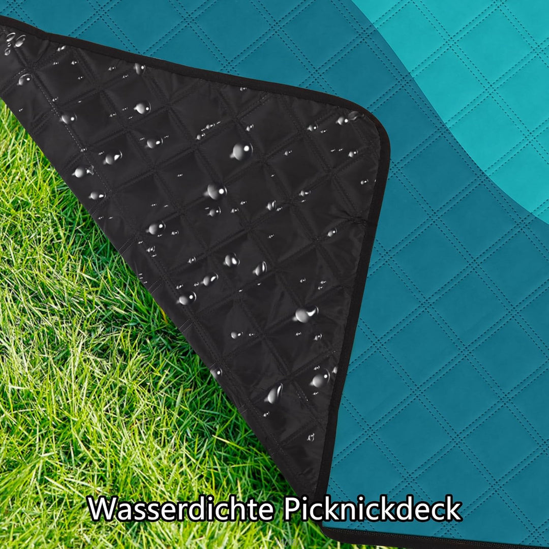 Jopee Picknickdecke Wasserdicht, 200x200cm Grosse Tragbare Stranddecke Sandfrei mit Tragegriff, Falt