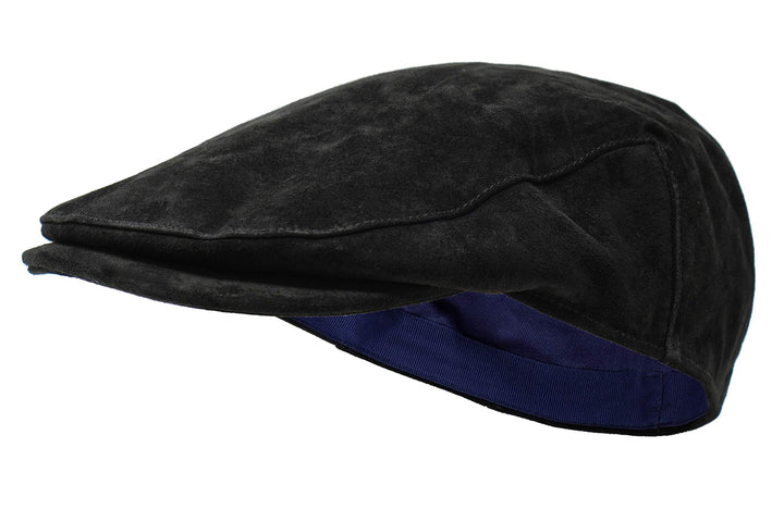 Borges & Scott The Tanner - Flat Cap aus Leder - Kappe mit weichem Schweinslederfutter XS Mitternach
