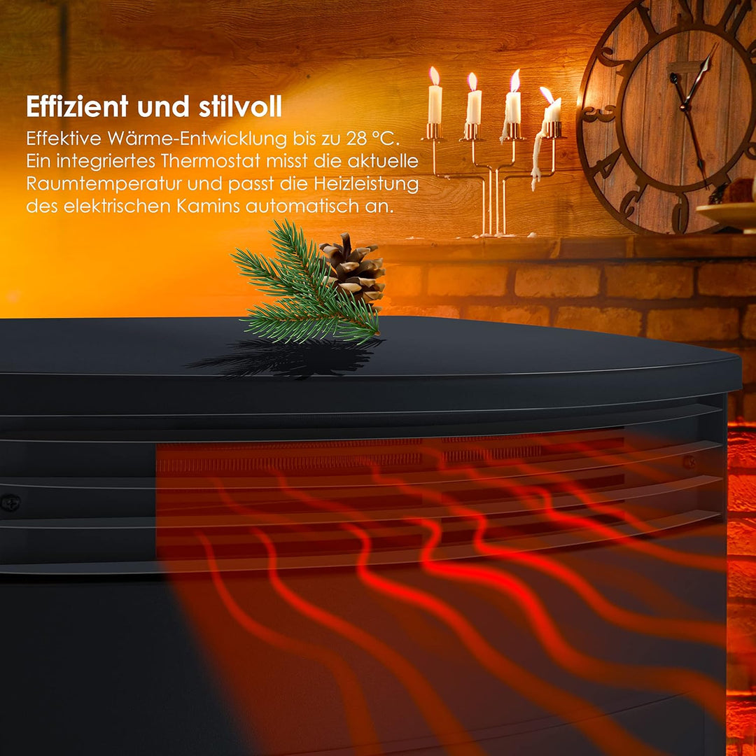KESSER® Prio Elektrokamin mit Heizung Heizlüfter Fernbedienung WiFi App 950/1900 W Kamin elektrisch
