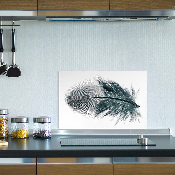 Cuadros Lifestyle Küchen Spritzschutz „Die Feder“ 60x40 cm | Küchenrückwand | Alu-Dibond | Fliesensc
