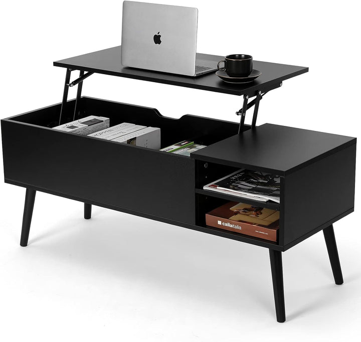 VOWNER Couchtisch Höhenverstellbar Ausziehbarer Kaffeetisch, Wohnzimmertisch, Stabiler Lift-Top-Tisc