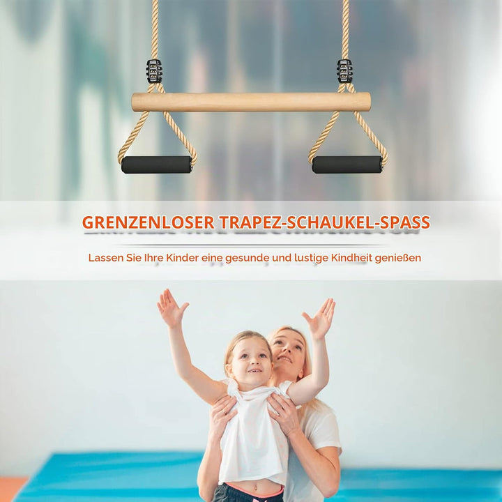 Trapez Schaukel, Kinderholz Multifunktions Einstellbar Schaukel mit Weicher Schwamm Griff Indoor Out