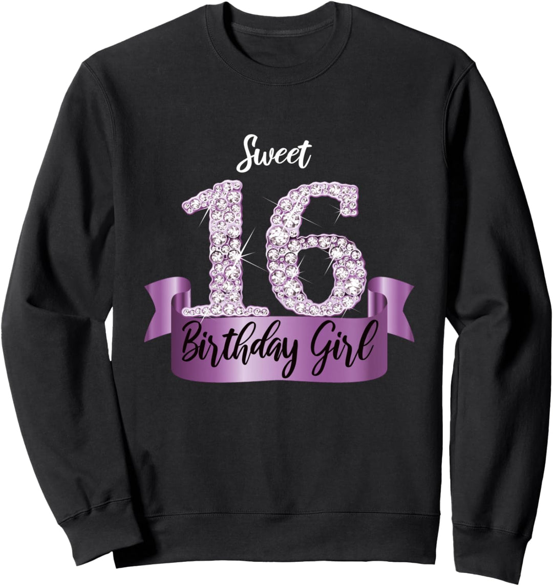 Süsses "Sweet Sixteen" Outfit Schwarz Lila I 16. Geburtstag Sweatshirt