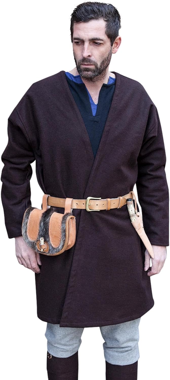 Burgschneider - Klappenrock Loki - Kleidung für Larp, Mittelalter, Cosplay und Fantasy, Braun S