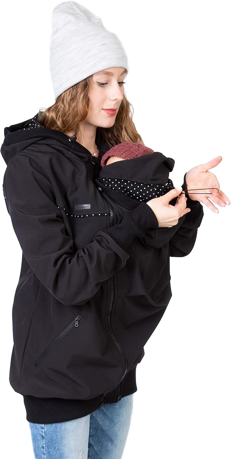 Viva la Mama 4in1 Tragejacke für Tragen auf dem Rücken oder der Brust, Softshell, Umstandsjacke + Kä