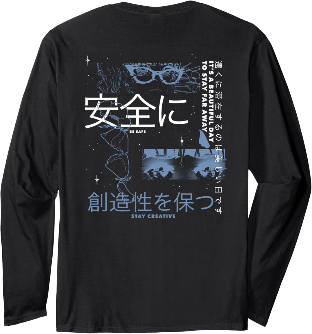 Trendy Kanji Love. Create .Grow. Front & Back Langarmshirt