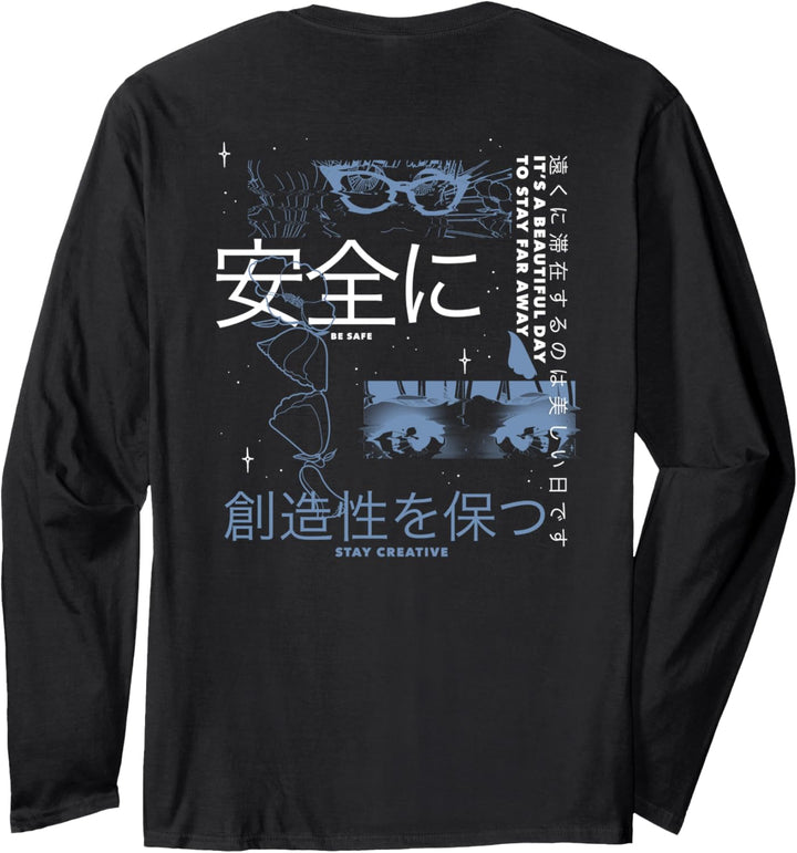 Trendy Kanji Love. Create .Grow. Front & Back Langarmshirt