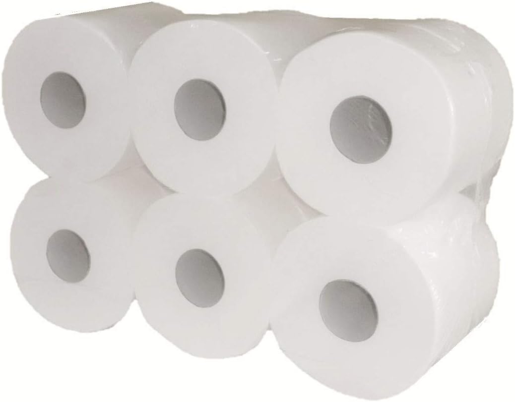 Mini-Jumbo Toilettenpapier | 12 Rollen | Zellstoff | 2-lagig | 900 Abrisse pro Rolle | geprägt + per