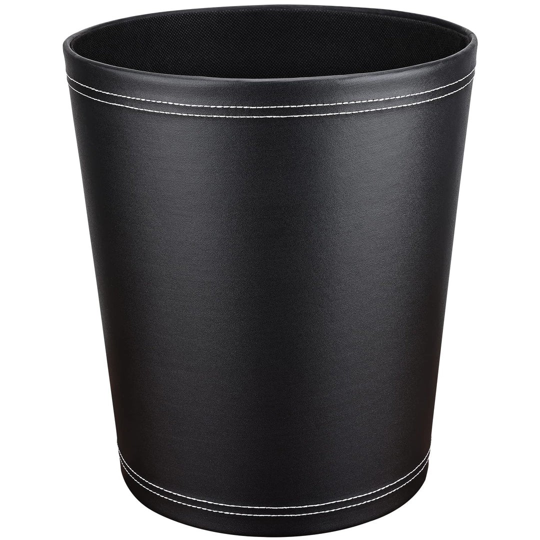 GORESE Papierkorb Büro - Papierkorb aus Leder in Schwarz, modernes Design, Mülleimer für Küche, Bad,