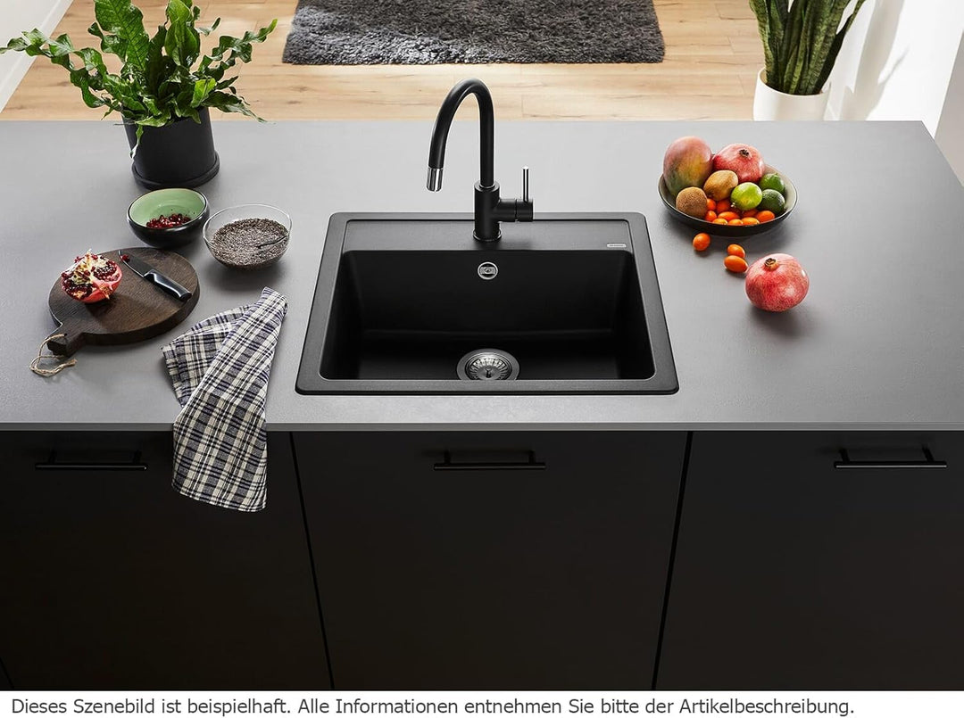 BLANCO LEGRA 6 | SILGRANIT schwarz | Einbauart: Einbau von Oben | ohne Ablauffernbedienung | 60er Un