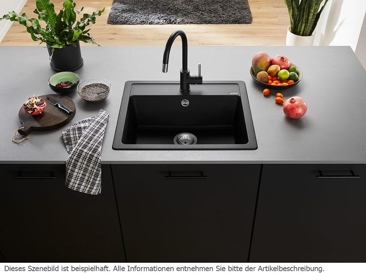 BLANCO LEGRA 6 | SILGRANIT schwarz | Einbauart: Einbau von Oben | ohne Ablauffernbedienung | 60er Un