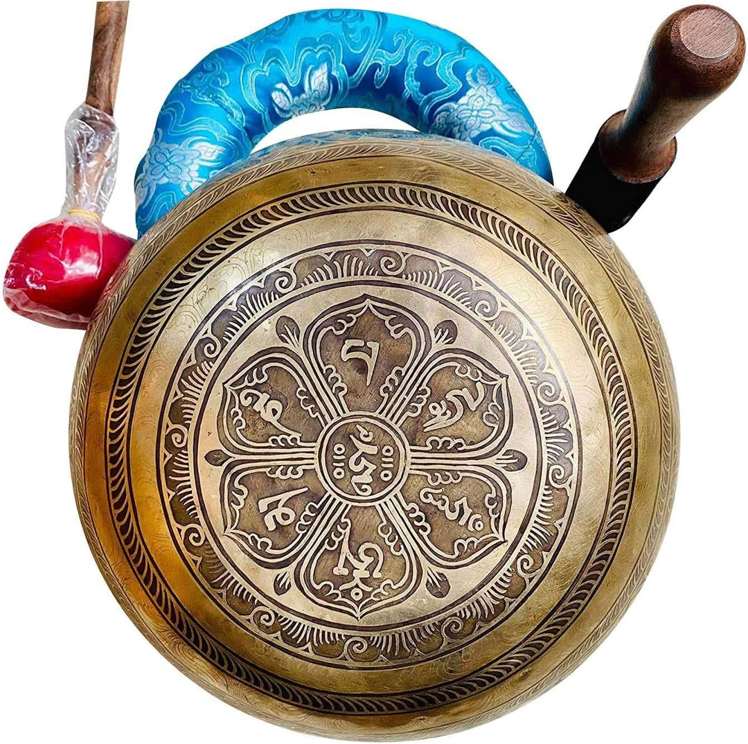 Singing Bowl Nepal 30,5 cm D Note Master Healing Mantra geschnitzte Klangschale, Meditationsschale,