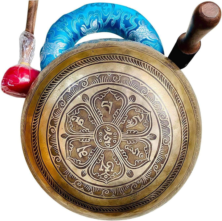 Singing Bowl Nepal 30,5 cm D Note Master Healing Mantra geschnitzte Klangschale, Meditationsschale,