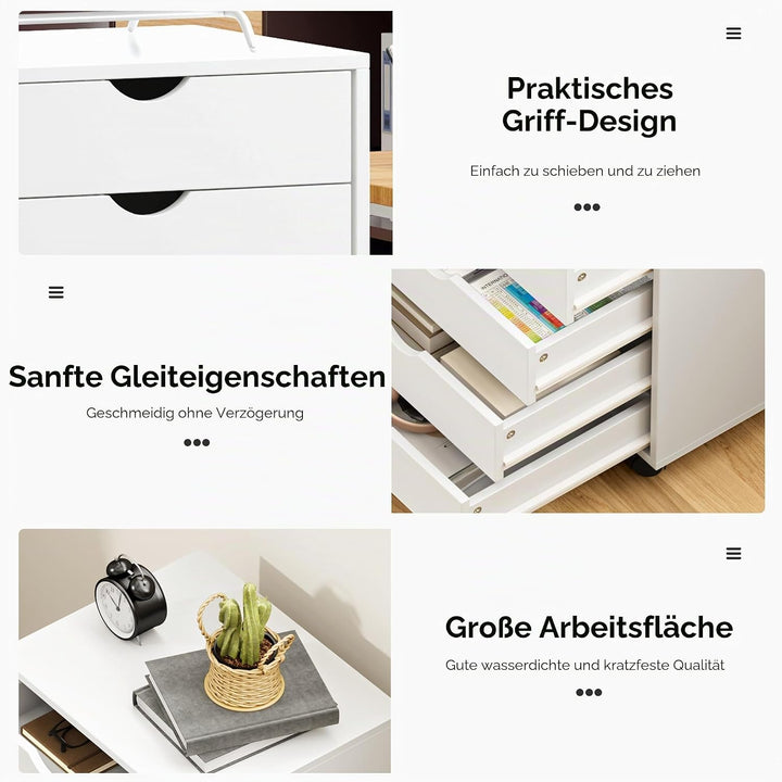 sogesfurniture Aktenschrank, Rollcontainer mit 5 Schubladen, Büroschrank, Schubladenschrank, Kommode