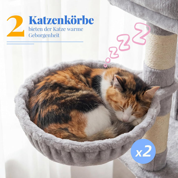 Hey-brother Kratzbaum, 188 cm Katzenbaum, XXL Kletterbaum mit 2 gross Plattform, 3 Höhlen, 2 Korb, P