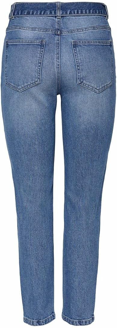 ONLY Damen Onlemily Life Hw Ankle Rs Belt DNM Bj Jeans 28W / 32L Medium Blue Denim, 28W / 32L Medium