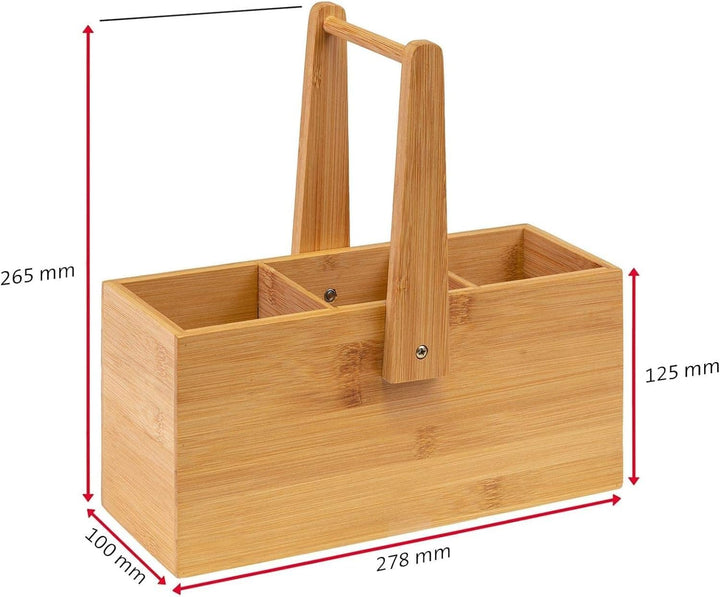 Westmark Küchen-Organizer/Tischbutler, 3 Fächer, mit Tragegriff, Masse: 26,5 x 27,8 x 10 cm, Bambus,