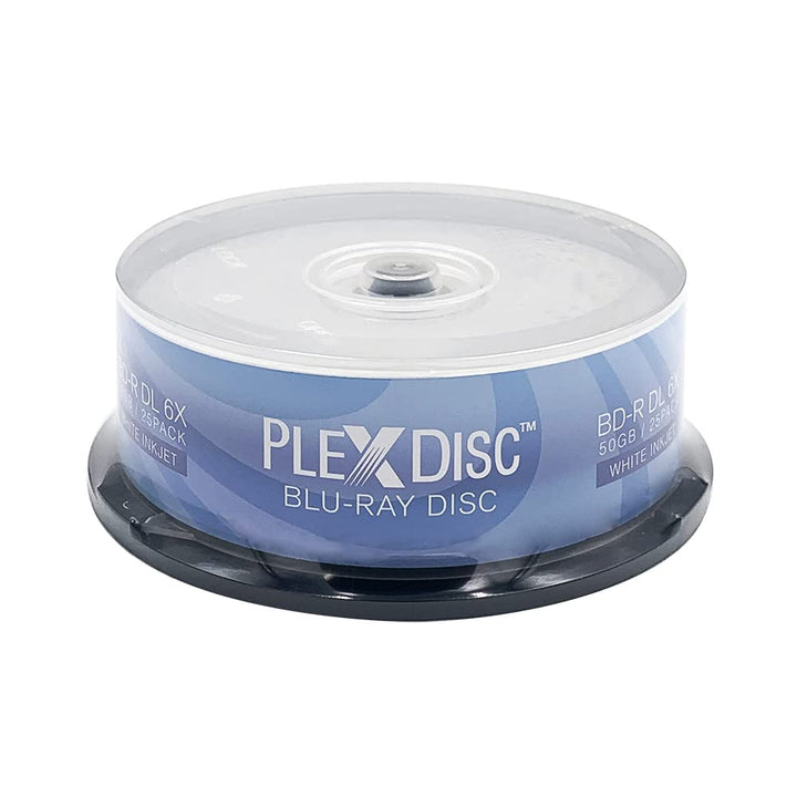 PLEXDISC 645-213 50GB 6x Blu-ray Double Layer White Inkjet Recordable Disc BD-R DL 25-Disc Spindle