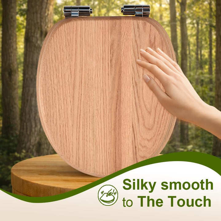 WC-Sitz aus Massivholz – Eiche, mit Absenkautomatik, Schnellverschluss & Easy-Clean, Soft-Touch – PI