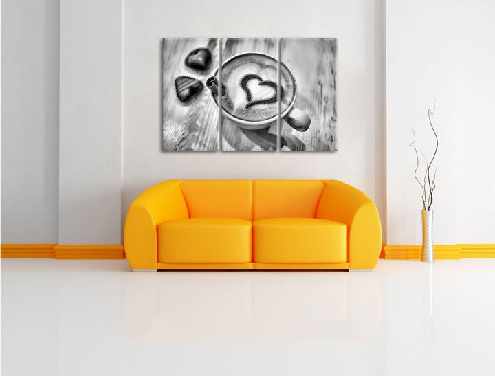 Pixxprint Kaffee Cappuccino als Leinwandbild/Grösse: 3 Teilig (120x80) cm/Wandbild/Kunstdruck/fertig