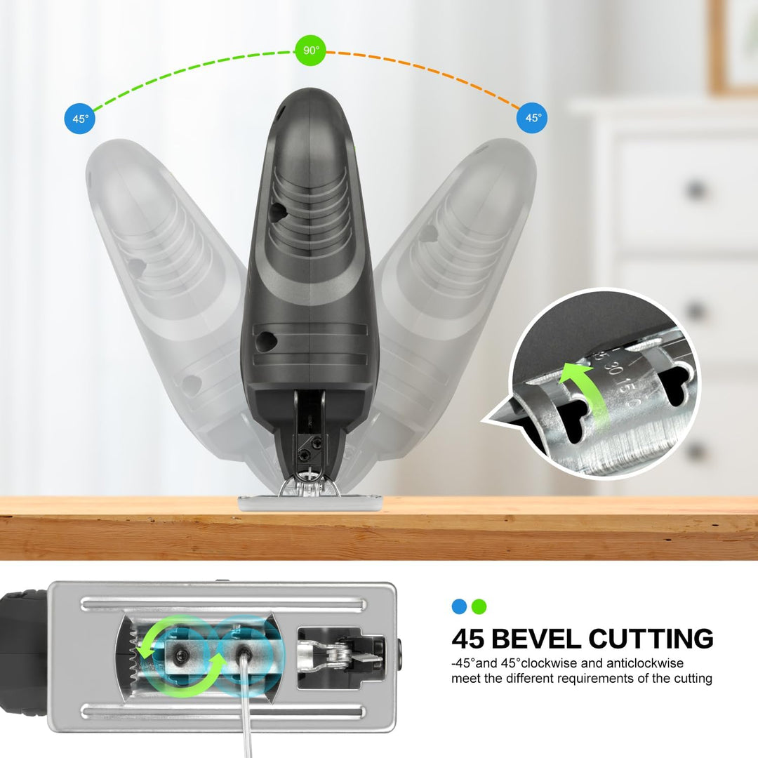 GALAX PRO 400W Stichsägen, 3000 U/min, ±45° Winkelschnitt, Feststellknopf, mit für Holz und Metall g