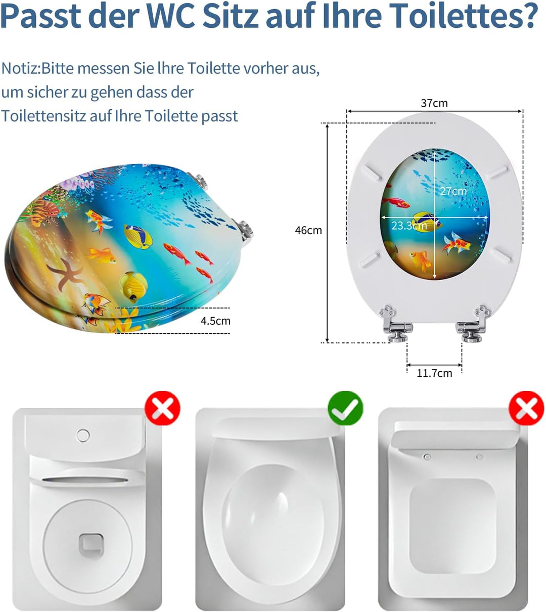 Toilettendeckel mit Absenkautomatik, WC Sitz mit Absenkautomatik Oval Form klodeckel Einfache Reinig