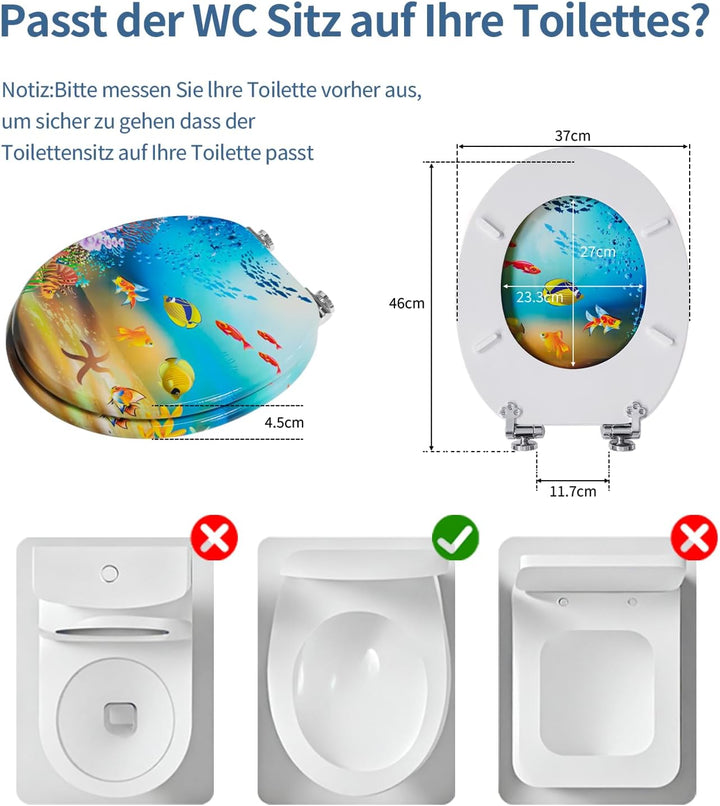 Toilettendeckel mit Absenkautomatik, WC Sitz mit Absenkautomatik Oval Form klodeckel Einfache Reinig