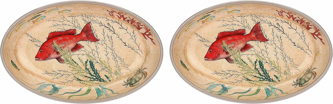 Nador Sea Life Teller, oval, 100% Melamin, 24 x 15 cm, in Geschenkbox, 2 Stück, Nicht zutreffend, 2