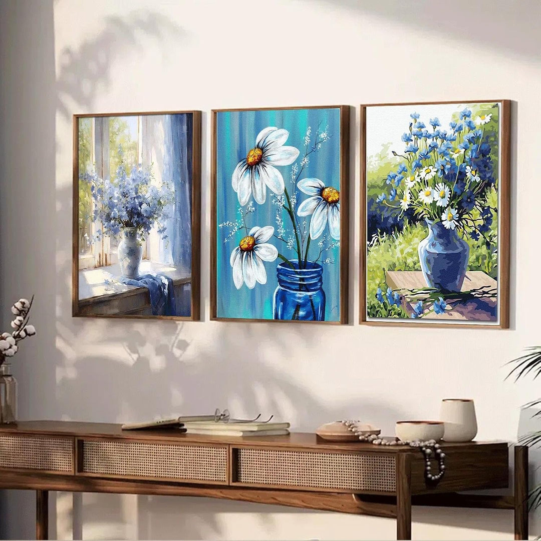 JATOK 3 Stück Malen Nach Zahlen Erwachsene, DIY Blumen Gemälde für Anfänger, Handgemalt Ölgemälde Le