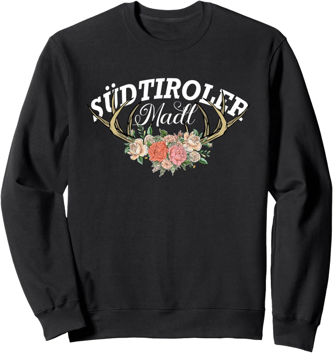 Südtirol T-Shirt Südtiroler Madl Hirschgeweih Blumen Frauen Sweatshirt