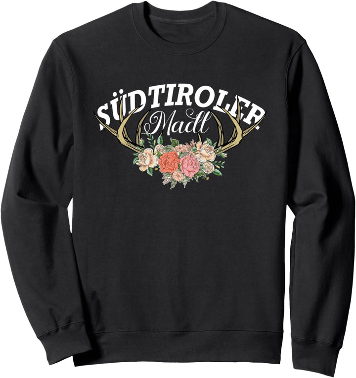 Südtirol T-Shirt Südtiroler Madl Hirschgeweih Blumen Frauen Sweatshirt