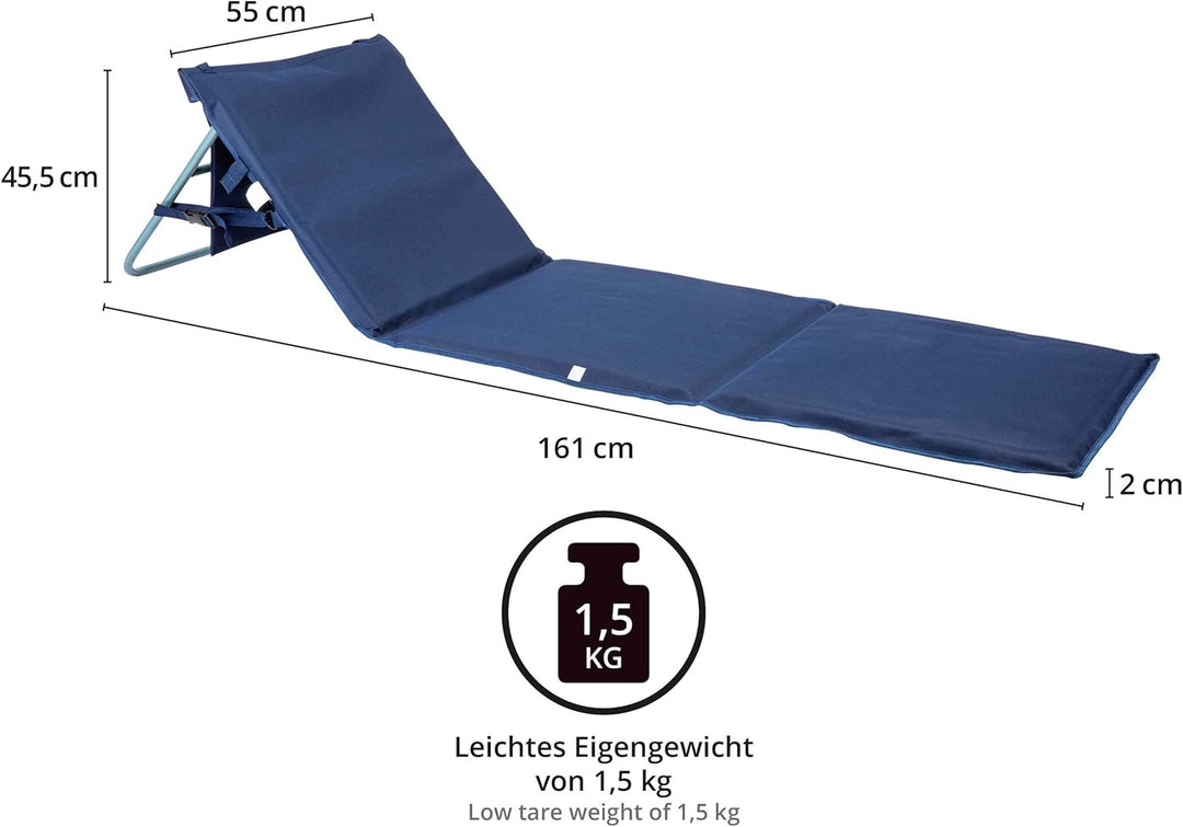 ONVAYA Premium Strandmatte 2cm gepolstert mit Rückenlehne | Strandliege faltbar | Strandmatratze | S