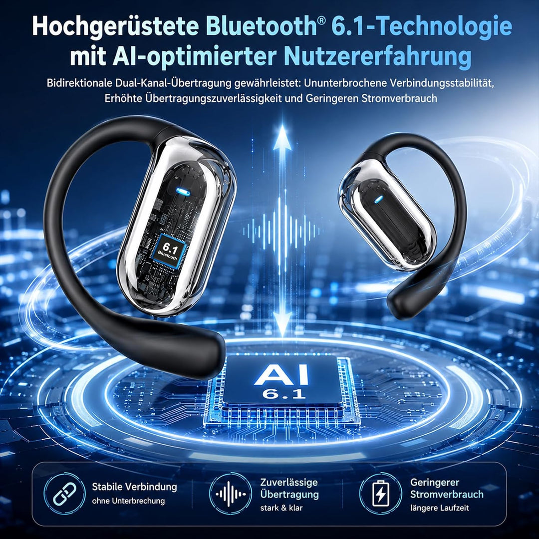 KI-Übersetzungskopfhörer, 144 Sprachen Echtzeit-Übersetzung, Bluetooth 6.1 | 90 Stunden Akkulaufzeit