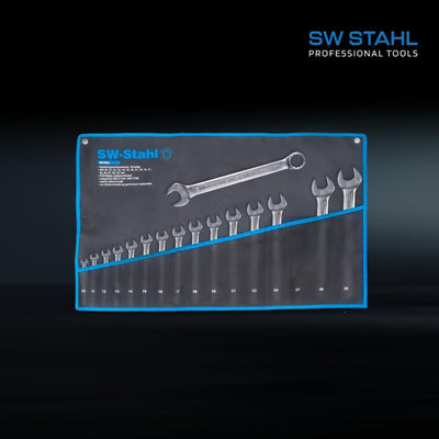 SW-Stahl 00163L Gabelringschlüsselsatz 10-32 mm, 16-teilig I Maulschlüssel-Set I Ringschraubenschlüs