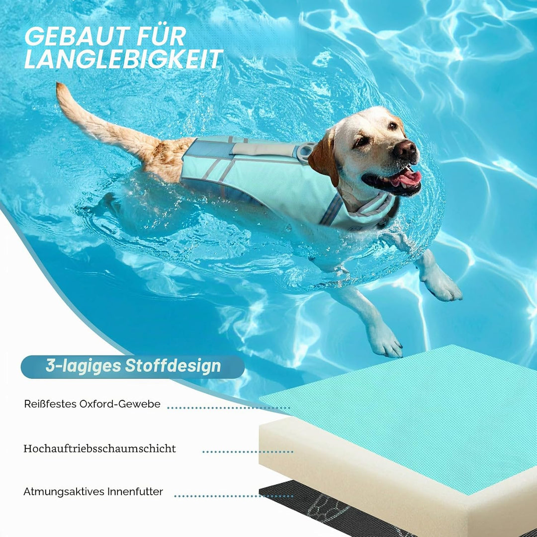 VIVAGLORY Sports Style Schwimmweste Hund, Hundeschwimmweste für Bootfahren, Auftrieb &amp; Schwimmhilfe,
