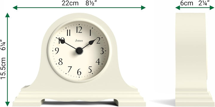 JONES CLOCKS® Speakeasy Tischuhr | Klassisches Napoleon Hut Desig | Hellcreme | Zeitgenössischer kla