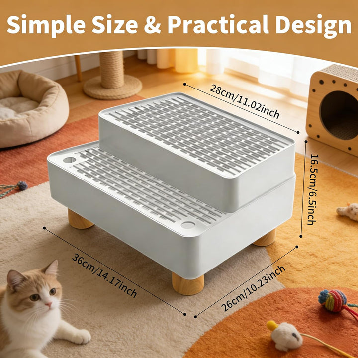 Katzenklo Treppe Doppelstufig: Katzentreppe Für Katzentoilette Mit Filterfunktion, rutschfeste Katze