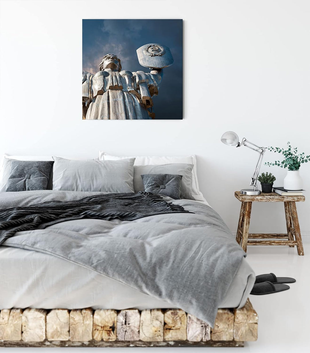 Pixxprint Mutter Mutterland Ukraine als Leinwandbild Quadratisch| Grösse: 60x60 cm | Wandbild | Kuns