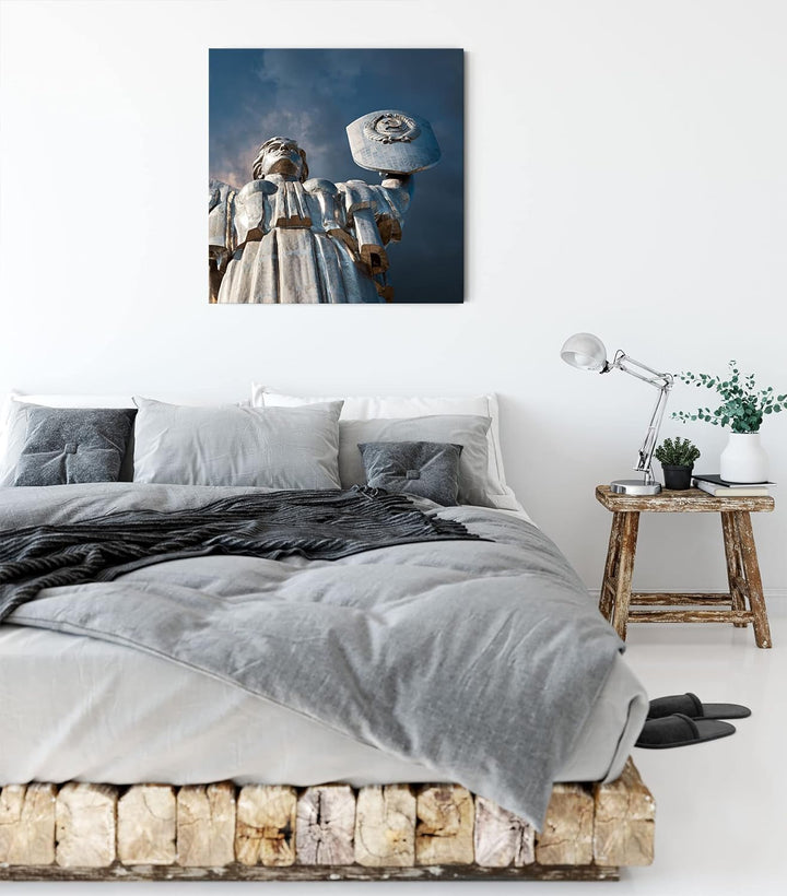 Pixxprint Mutter Mutterland Ukraine als Leinwandbild Quadratisch| Grösse: 60x60 cm | Wandbild | Kuns