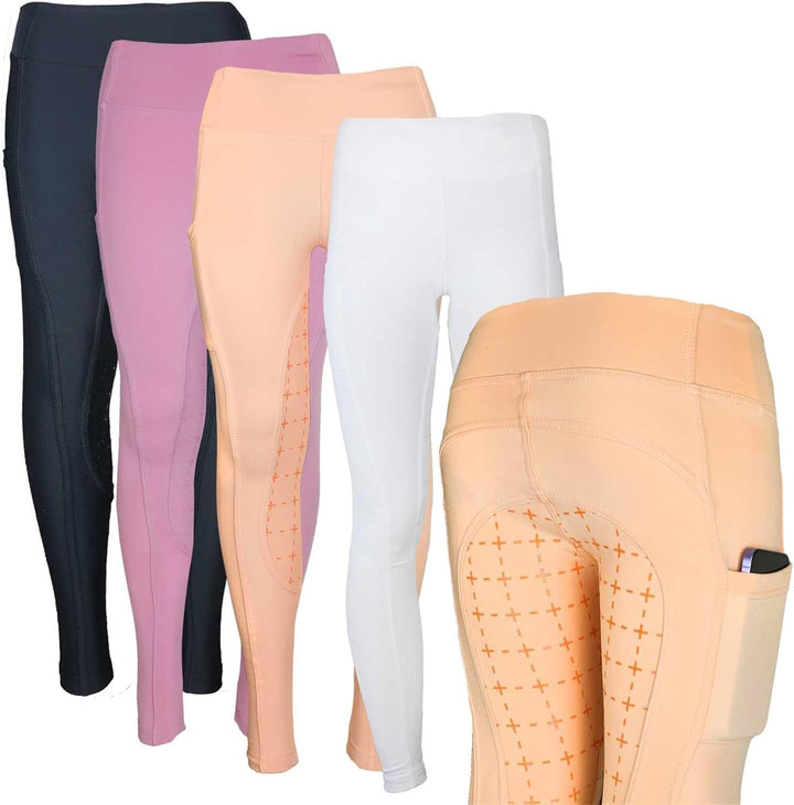 MS-Trachten Winter Reitleggings Kinder Thermoreitleggings Silikonbesatz Reithose Tabea 158-164 Weiss